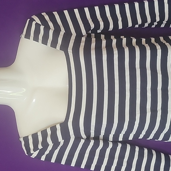 J. Crew navy blue and white horizontal stripes long sleeve dress - Picture 3 of 8